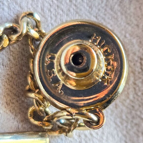 Vintage Hickok USA Gold Tone Tie Tack with Ruby Red Stone - Picture 5 of 6